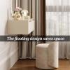 2 Drawers Vanity, Floating Vanity Makeup Table, Solid Wood Wall Mounted Desk, Suspended Corner Nightstand Bedside Table for Bedroom view 3