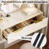 2 Drawers Vanity, Floating Vanity Makeup Table, Solid Wood Wall Mounted Desk, Suspended Corner Nightstand Bedside Table for Bedroom view 4