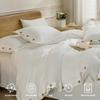 BVH Cotton Co. Designer Coconut Button Closure Duvet Cover Set Hotel Luxury 600 Thread Count Egyptian Cotton 3 Pieces Duvet Cover Set Full (80" x 90") (Light Blue, Solid) view 3
