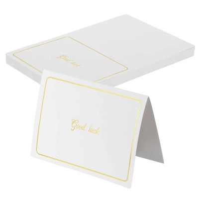 MECCANIXITY 40pcs "Good Luck" Place Cards, Line Border Foldable Blank Fillable Cardstock Greeting Cards for Table Setting