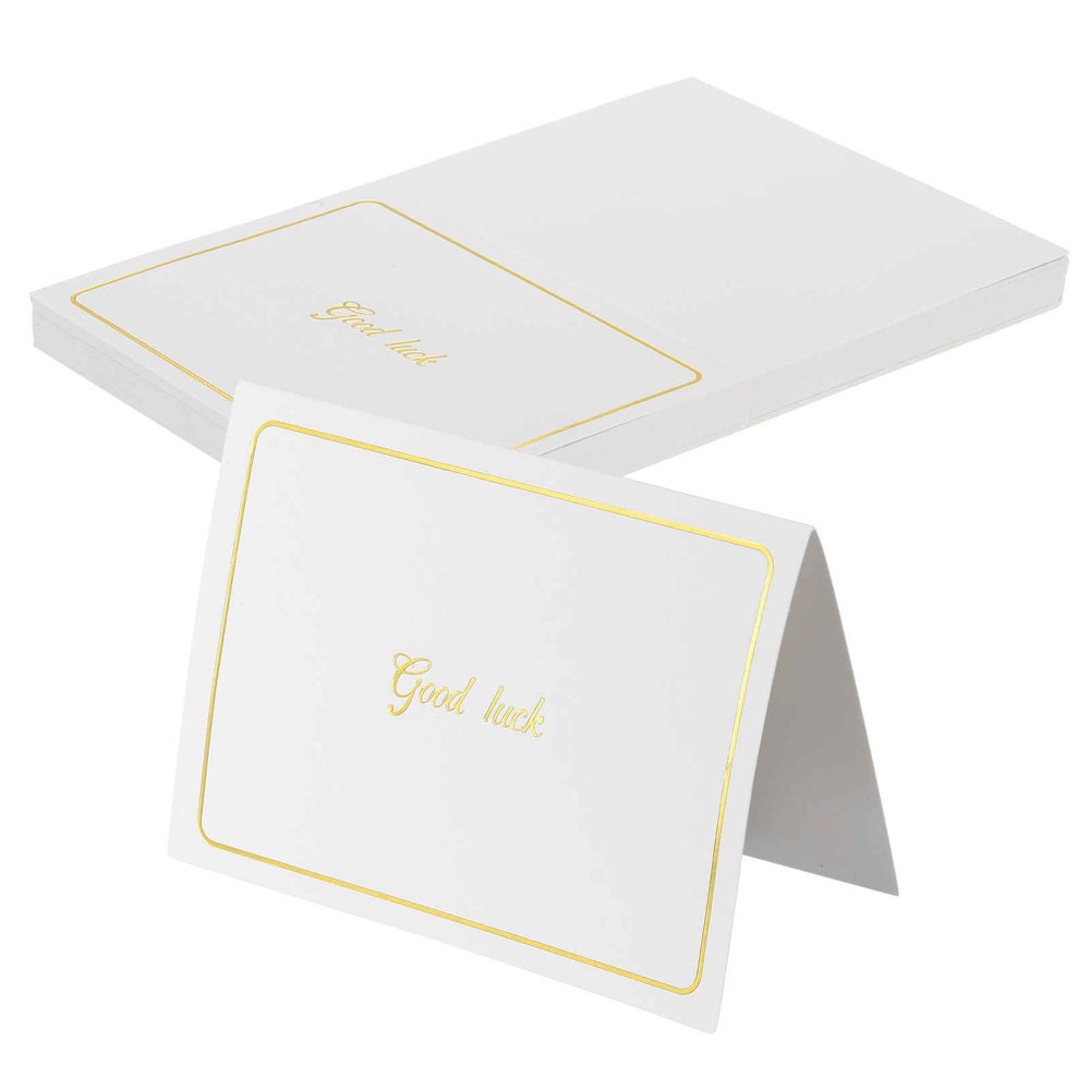 MECCANIXITY 40pcs "Good Luck" Place Cards, Line Border Foldable Blank Fillable Cardstock Greeting Cards for Table Setting