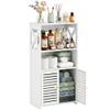 BYFU Bathroom Storage Cabinet, 4-Tier White Small Floor Cabinet Freestanding Organizer with Door and Shelf for Living Room Hallway Kitchen Small Space view 1