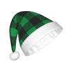 Jmmxp Christmas Hats Buffalo Plaid Green Black Santa Hat Unisex Velvet Xmas Hat New Year Holiday Party Supplies Christmas Decoration view 2