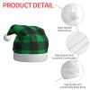 Jmmxp Christmas Hats Buffalo Plaid Green Black Santa Hat Unisex Velvet Xmas Hat New Year Holiday Party Supplies Christmas Decoration view 4