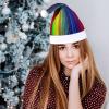 Rrtsmsgh Glitter Sequin Christmas Hat Funny Soft Xmas Cap Adult, Rainbow Striped Santa Hat for New Year Party view 4