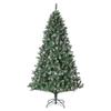 4.5ft Pre-Decorated Flocked Christmas Tree with Pine Cones, 450 PVC Tips, Partially Flocked, Hinged Branches & Metal Stand, Lifelike Holiday Tree for Home, Office or Party view 1