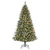 4.5ft Pre-Decorated Flocked Christmas Tree with Pine Cones, 450 PVC Tips, Partially Flocked, Hinged Branches & Metal Stand, Lifelike Holiday Tree for Home, Office or Party view 4