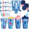 Yungyan 16 Sets Hawaii Hibiscus Cartoon Party Favor Goodie Cups with Straws view 1