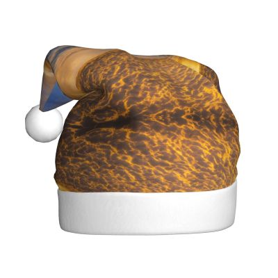 Lootpe Sunset Hawaiian Palm Tree Print Festive Christmas Hats For Men Women, Soft Plush Santa Hat, For New Year Festive Party