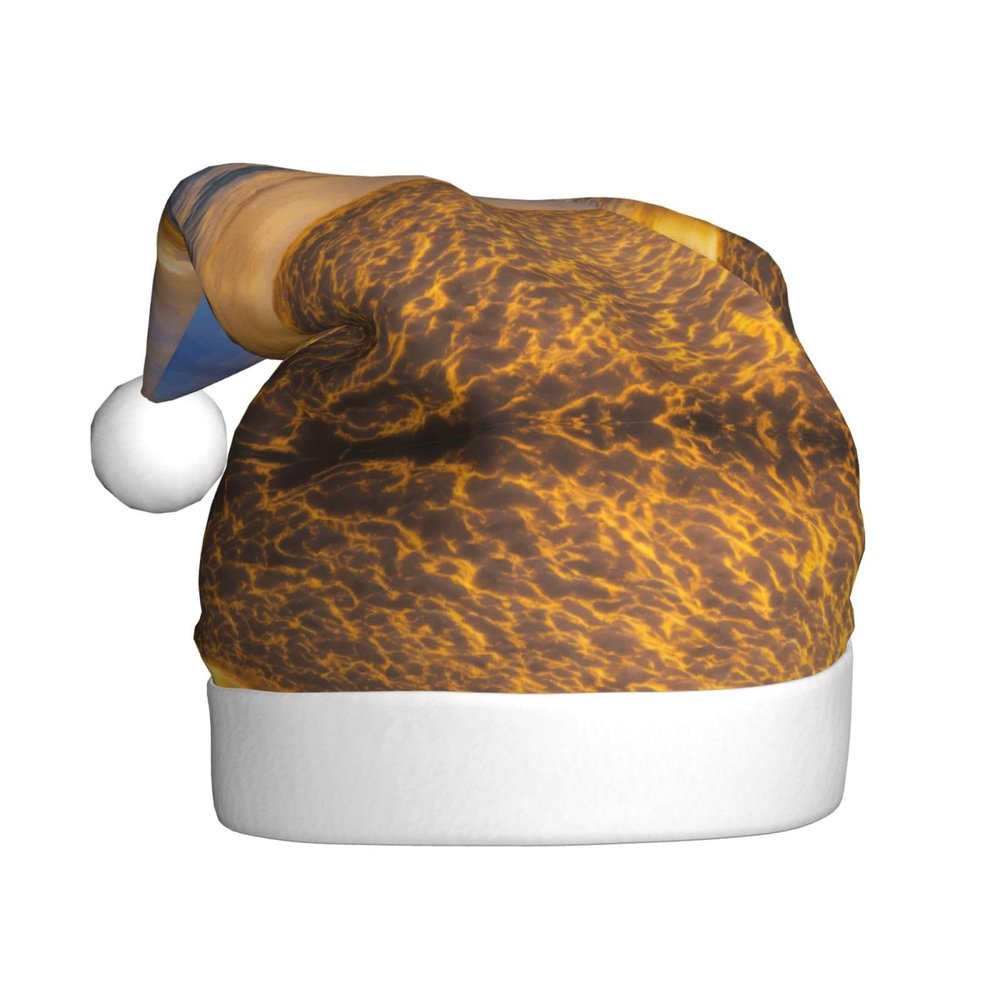 Lootpe Sunset Hawaiian Palm Tree Print Festive Christmas Hats For Men Women, Soft Plush Santa Hat, For New Year Festive Party