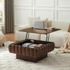 31.1" Square Lift-Top Coffee Table, Modern Fluted Tea Table with Hidden Storage for Living Room, Apartment or Office, Walnut view 1