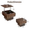 31.1" Square Lift-Top Coffee Table, Modern Fluted Tea Table with Hidden Storage for Living Room, Apartment or Office, Walnut view 2