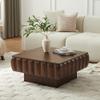 31.1" Square Lift-Top Coffee Table, Modern Fluted Tea Table with Hidden Storage for Living Room, Apartment or Office, Walnut view 3