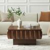 31.1" Square Lift-Top Coffee Table, Modern Fluted Tea Table with Hidden Storage for Living Room, Apartment or Office, Walnut view 4