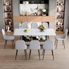 71" Dining Table Set for 8, White Dining Room Table and Chairs Set with Storage Shelf and 8 Upholstered Fabric Chairs, 9 Piece Modern Kitchen Table Set with Sturdy Metal Frame for Apartment or Home view 2