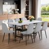 71" Dining Table Set for 8, White Dining Room Table and Chairs Set with Storage Shelf and 8 Upholstered Fabric Chairs, 9 Piece Modern Kitchen Table Set with Sturdy Metal Frame for Apartment or Home view 3