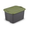 17.5 Gal. Plastic Storage Bin, Full-Grip Handles, Gray/Green view 1