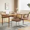 SoarFlash Linen Dining Chair Set of 4 Modern Upholstered Kitchen Chair with Walnut Rattan Cane Back, Stainless Chrome Base for Dining Room, Club(Coffee) view 1