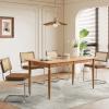 SoarFlash Linen Dining Chair Set of 4 Modern Upholstered Kitchen Chair with Walnut Rattan Cane Back, Stainless Chrome Base for Dining Room, Club(Coffee) view 2