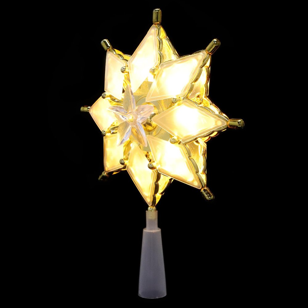 LAPYAPPE LED Christmas Tree Star Topper Warm White Lighted Xmas Treetop Ornament Compact Festive Decoration for Holiday Party Atmosphere
