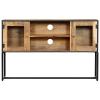 Gecheer TV Stand Living Room Furniture 120x30x75cm Reclaimed Wood Entertainment Center with Storage Cabinets, Modern Media TV Console Table Television Stand for Bedroom YJXZJ-248105US view 2