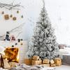 6FT Snow Flocked Spruce Artificial Christmas Tree, Snow Christmas Holiday Pencil Tree with Realistic Branch, Reinforced Metal Base White Fake Xmas Tree Winter Party Decoration (6FT) view 1