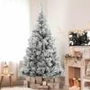 6FT Snow Flocked Spruce Artificial Christmas Tree, Snow Christmas Holiday Pencil Tree with Realistic Branch, Reinforced Metal Base White Fake Xmas Tree Winter Party Decoration (6FT) view 4