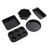 6pcs Bakeware Set, Loose Bottom Carbon Steel king Pans Set, Non ating for Release, Includes Cake Muffin Pizza Pans, Even Heat Distribution (Black) view 4