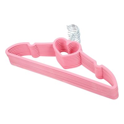 10pcs Heart Non-Slip CoatCompatible for Home Laundry Closet Simple Clothes Pink Plastic Hanger