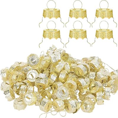 Suojim Ornament Caps 350 Pcs Gold & Silver Christmas Ball Caps with Removable Metal Hangers(Gold)