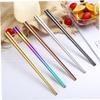 Cabilock 5 Pairs Square Stainless Steel Chopsticks Reusable Non-slip Kitchen Utensils Dishwasher Safe Colorful Plated Black Rose Gold Natural Finish for Japanese Cooking view 2