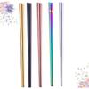 Cabilock 5 Pairs Square Stainless Steel Chopsticks Reusable Non-slip Kitchen Utensils Dishwasher Safe Colorful Plated Black Rose Gold Natural Finish for Japanese Cooking view 3