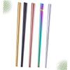 Cabilock 5 Pairs Square Stainless Steel Chopsticks Reusable Non-slip Kitchen Utensils Dishwasher Safe Colorful Plated Black Rose Gold Natural Finish for Japanese Cooking view 4