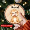 Personalized Monkey Christmas Ornament 2026, Custom Monkey Wooden Style Ornaments with Name, 2D Flat Acrylic Ornament for Animal Lovers Kids Son Daughter, Jungle Animal Christmas Tree Decoration view 2