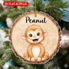 Personalized Monkey Christmas Ornament 2026, Custom Monkey Wooden Style Ornaments with Name, 2D Flat Acrylic Ornament for Animal Lovers Kids Son Daughter, Jungle Animal Christmas Tree Decoration view 4