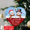 2026 Personalized to a Special Brother Merry Christmas Ceramic Ornament, Custom Names/Year Brothers Snowman Christmas Ornaments, Xmas Ornament Keepsake Gifts for Sibling Brother & Little Sister view 2