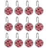 12PCS Pink Bows and Cherries on Pink Backgroun (1) Shower Curtain Hooks Rings for Bathroom, Decorative Shower Curtain Hooks Rods Curtains and Liner view 2