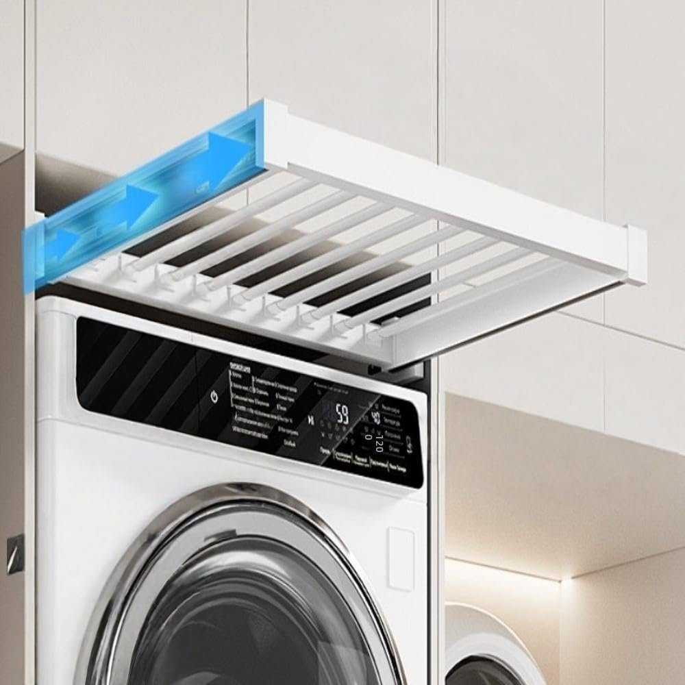 APSEQR Washing Machine Pull Out Drying Rack, Aluminum Frame, Invisible Clothes Drying Rack, Built in Washing Machine Wardrobe Storage, Drawer Slide Rail Trouser, Perfect for Laundry Rooms