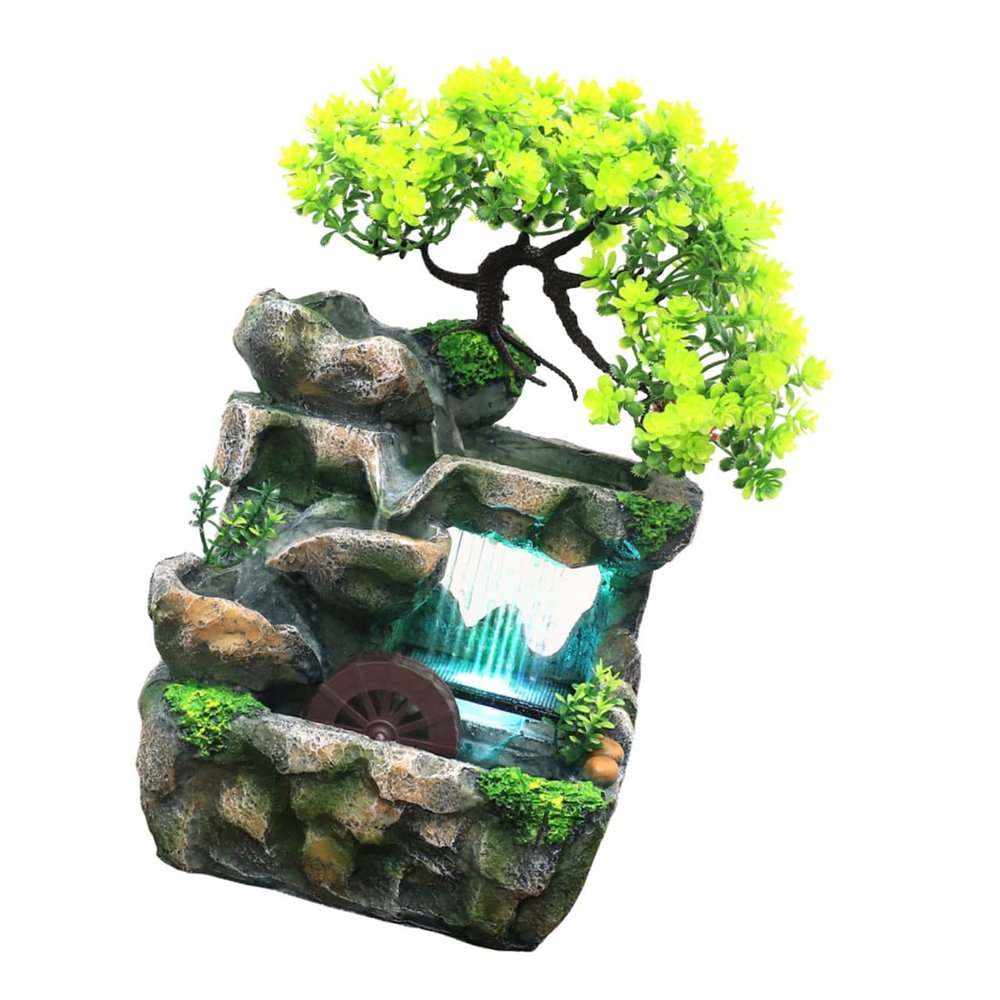 Antique Tabletop Water Fountain Decor for Home Resin Green
