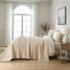 AJOCCI Beige BeddingCotton Queen Size Comforter SetGeometric Matelasse Quilt SetSoft Cotton Quilt Solid Color Lightweight Bedspread All Seasons 3 Piece view 3