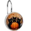12 Pcs Autumn Black Cats Pumpkin Shower Curtain Hooks Set Stainless Steel Decorative Bathroom Decor Rustproof Shower Curtain Hangers for Bathroom Bedroom Living Room view 1