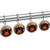 12 Pcs Autumn Black Cats Pumpkin Shower Curtain Hooks Set Stainless Steel Decorative Bathroom Decor Rustproof Shower Curtain Hangers for Bathroom Bedroom Living Room view 2