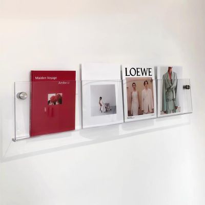 JYDQMOLS Fashion Brochure Rack Magazine Display Rack, Wall Mounted Acrylic Magazine Holder, Clear Hanging Bookshelf Record Holder 40/60/70/80/100/120cm(Length 70cm/27.6")