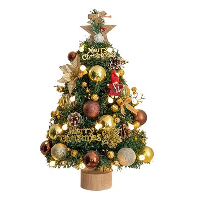 Artificial Christmas Tree, Tabletop Decoration, with Lights, Adds Festive Cheer to Your Holiday Home(Golden Brown-3ft)