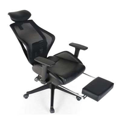 Ergonomic Office Chair Computer, Pu Leather Swivel Breathable Mesh Back, Adjustable Height High-Back Reclining with Armrest