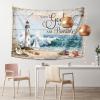 Ahvwhv Inspirational Wall Tapestry, With God All Things Are Possible Matthew 19:26 Tapestries, Christian Faith-Based Decor, Lighthouse and Ocean Scenery Wall Hanging - 40x60 inch view 2
