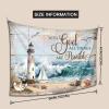 Ahvwhv Inspirational Wall Tapestry, With God All Things Are Possible Matthew 19:26 Tapestries, Christian Faith-Based Decor, Lighthouse and Ocean Scenery Wall Hanging - 40x60 inch view 4