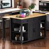 Merax Rolling Kitchen Island on Wheels with Extendable Dining Table & Power Outlet, Wood Kitchen Cart on Wheels with Internal Storage Rack,2 Drawers & 2 Cabinets, 47" Wide Black view 2