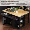 Merax Rolling Kitchen Island on Wheels with Extendable Dining Table & Power Outlet, Wood Kitchen Cart on Wheels with Internal Storage Rack,2 Drawers & 2 Cabinets, 47" Wide Black view 3