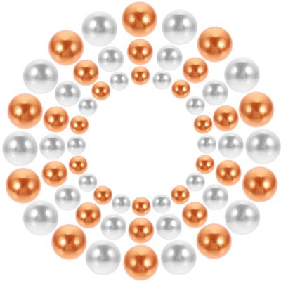 KALLORY 400pcs Floating Fake Pearl Beads Vase Filler for Centerpieces Wedding Table Decor DIY Flower Arrangement Craft Supplies Orange White Mixed